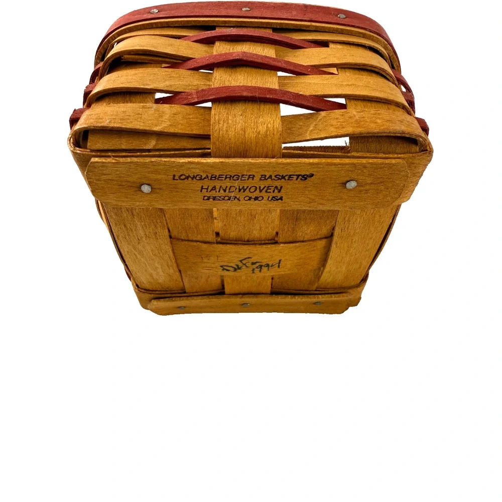 1991 Longaberger Sweetheart Basket Red/White Stripe Liner & Protector Vintage